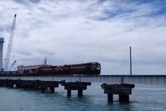 Major milestone: First freight train passes over Pamban Bridge, India’s first vertical lift bridge