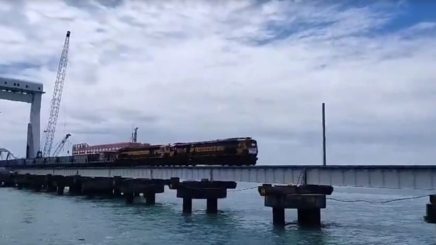 Major milestone: First freight train passes over Pamban Bridge, India’s first vertical lift bridge