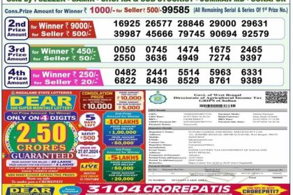 Nagaland Lottery Sambad Result 09082024 Dear Meghna 1 PM Winners