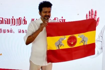 Tamil Nadu: Thalapathy Vijay unveils his TVK party’s flag in Chennai | Video|