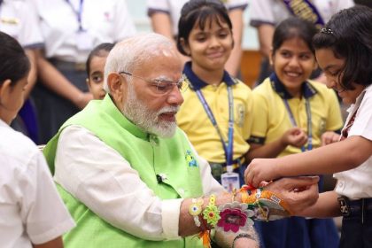 Video: Delhi schoolgirls tie ‘Rakhis’ to PM Modi on Raksha Bandhan