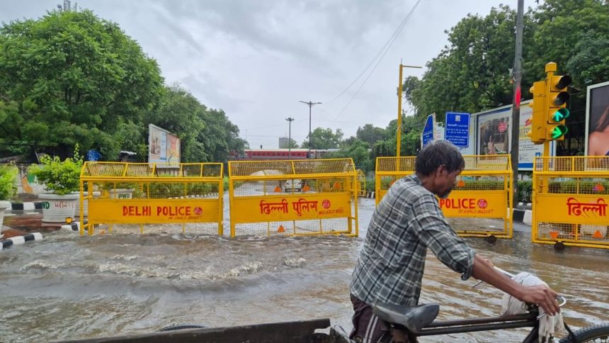 Heavy rainfall in Delhi leaves several areas waterlogged, causes traffic snarls