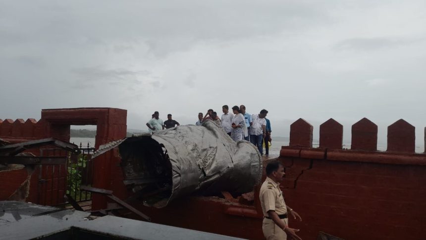 35-foot Shivaji statue, unveiled by PM in December, comes crashing down; Opp hits out at govt