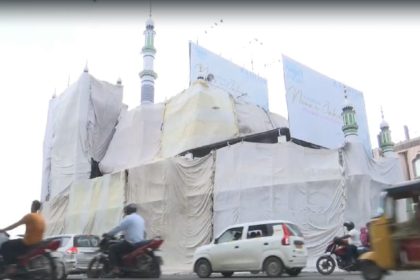 Mosques in Hyderabad draped with white cloth ahead of Ganesh idol immersion