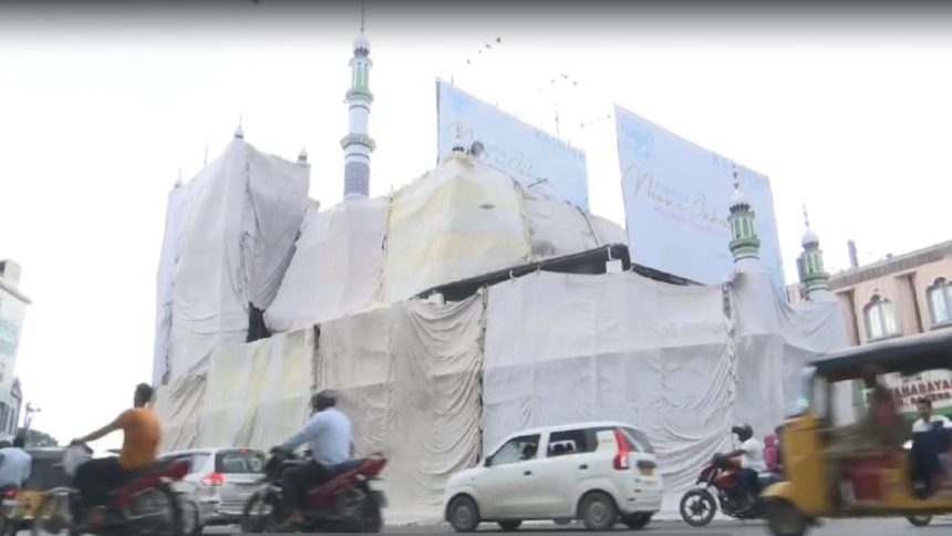 Mosques in Hyderabad draped with white cloth ahead of Ganesh idol immersion