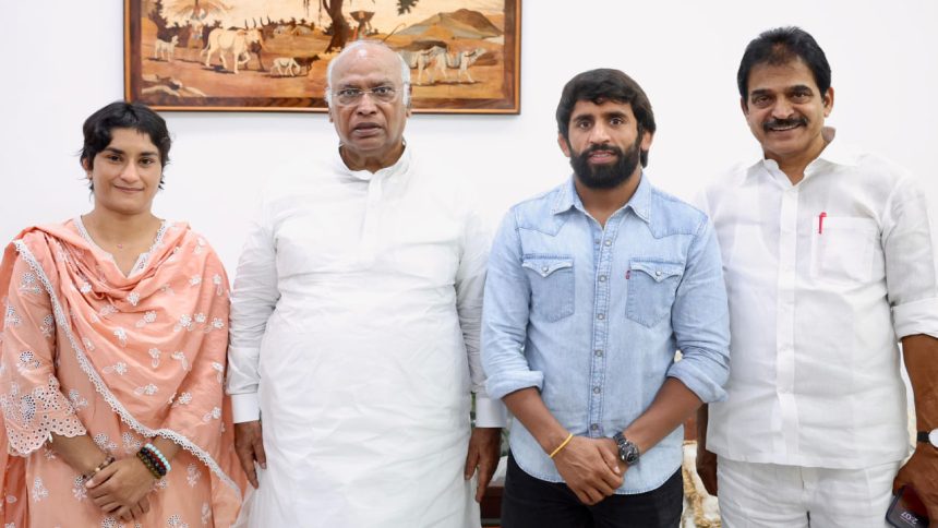 Wrestler Vinesh Phogat, Bajrang Punia join Congress ahead of Haryana Assembly polls